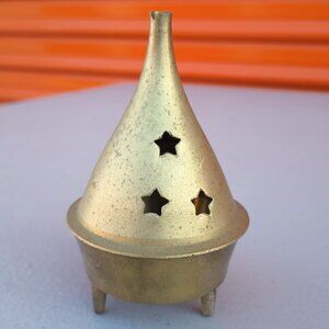Vintage Incense Brass Temple Cone Burning Chimney w/ Feet